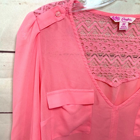 Candie’s Coral Button Blouse - Medium - Picture 6 of 12